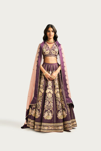 RUMY LILAC CHARCOAL LEHENGA SET
