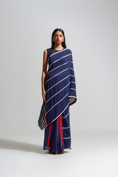 MC STRIPE SAPPHIRE TAPPERED PALLU SAREE