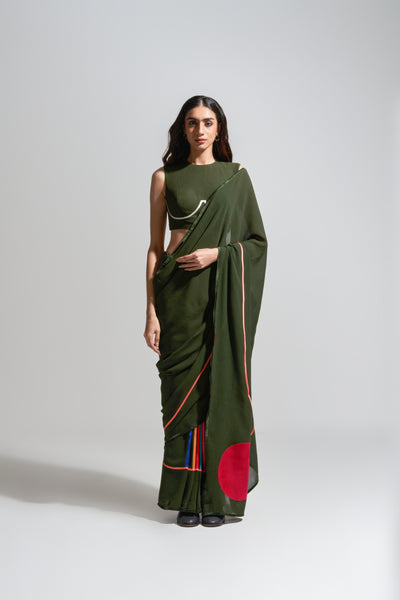 MC STRIPE OLIVE SAREE