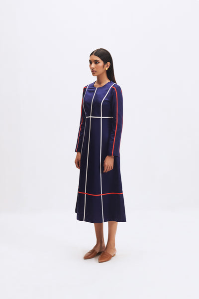 22703 MC STRIPE SAPPHIRE DRESS