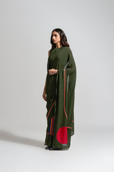 MC STRIPE OLIVE SAREE