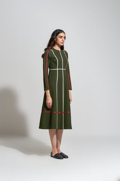 22703 MC STRIPE OLIVE DRESS