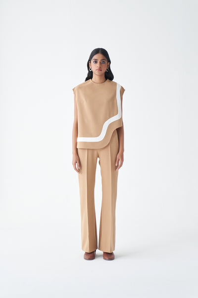 S007 TAUPE CAPE AND JUMPSUIT
