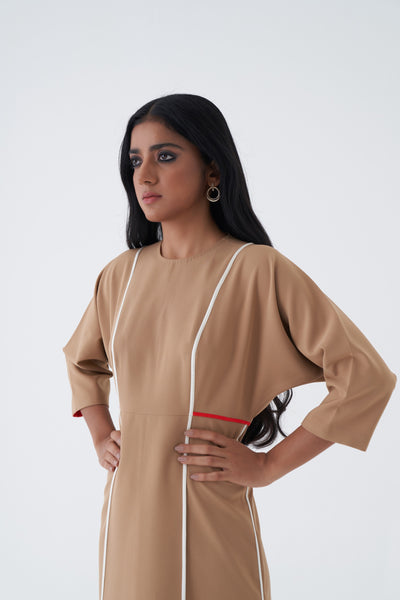 MC STRIPE TAUPE DRESS
